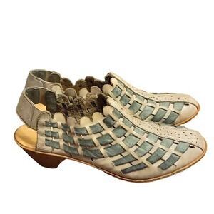RIEKER Sina Anti-Stress Woven‎ Leather Slingback Shoes EU 38 | US 7.5 Gray